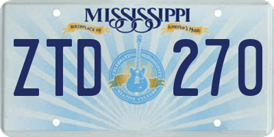 MS license plate ZTD270