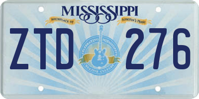 MS license plate ZTD276