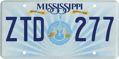 MS license plate ZTD277