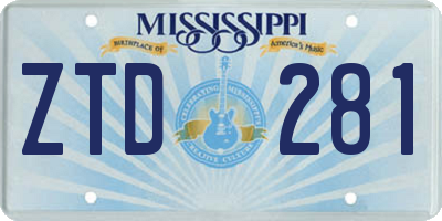 MS license plate ZTD281