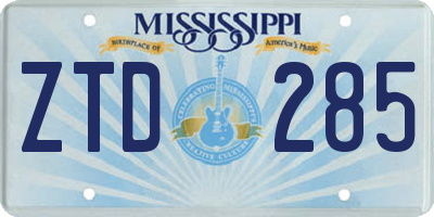 MS license plate ZTD285