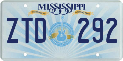 MS license plate ZTD292