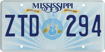 MS license plate ZTD294