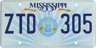 MS license plate ZTD305
