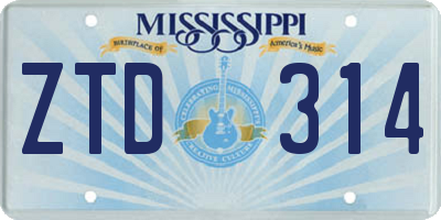 MS license plate ZTD314