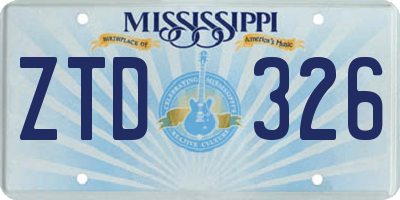 MS license plate ZTD326