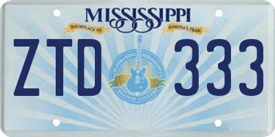 MS license plate ZTD333