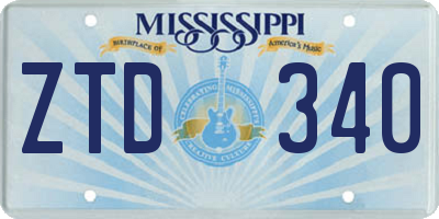 MS license plate ZTD340