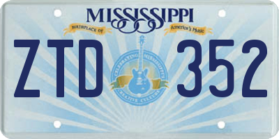 MS license plate ZTD352