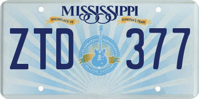 MS license plate ZTD377