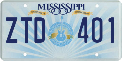 MS license plate ZTD401