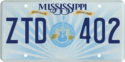 MS license plate ZTD402