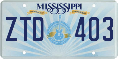 MS license plate ZTD403