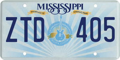 MS license plate ZTD405