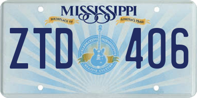 MS license plate ZTD406