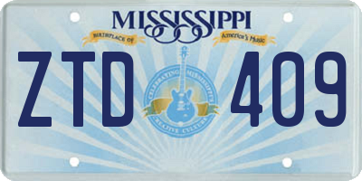 MS license plate ZTD409