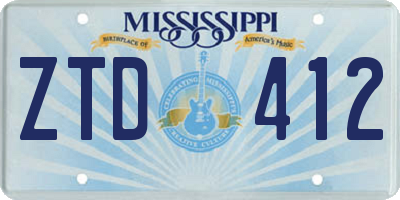 MS license plate ZTD412
