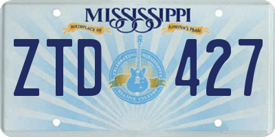 MS license plate ZTD427