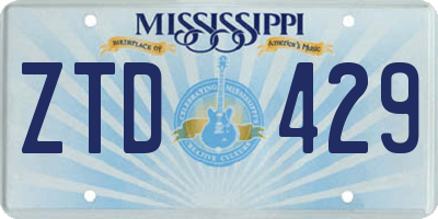 MS license plate ZTD429