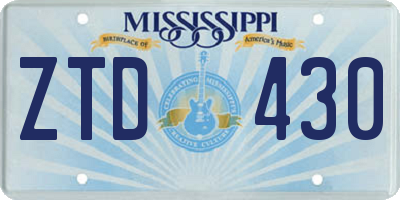 MS license plate ZTD430