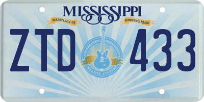 MS license plate ZTD433