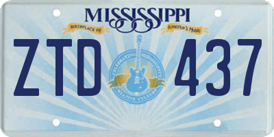 MS license plate ZTD437