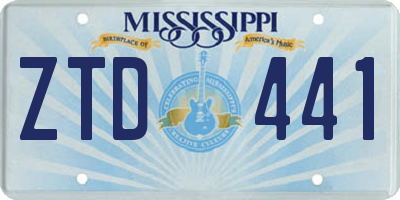 MS license plate ZTD441