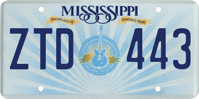 MS license plate ZTD443