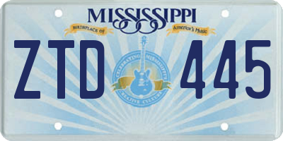 MS license plate ZTD445
