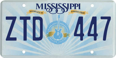 MS license plate ZTD447
