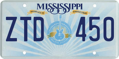 MS license plate ZTD450