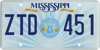 MS license plate ZTD451