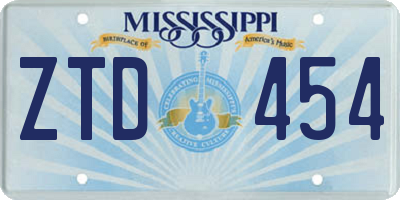 MS license plate ZTD454