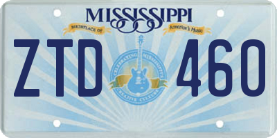 MS license plate ZTD460