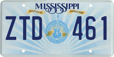 MS license plate ZTD461