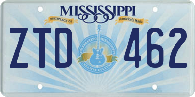 MS license plate ZTD462