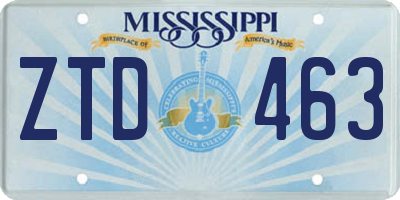 MS license plate ZTD463