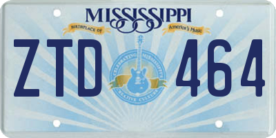 MS license plate ZTD464