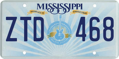 MS license plate ZTD468