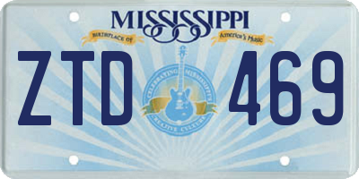 MS license plate ZTD469