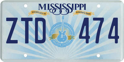 MS license plate ZTD474