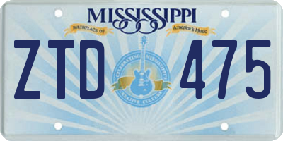 MS license plate ZTD475