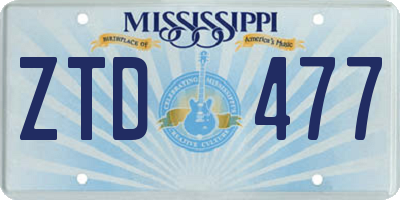 MS license plate ZTD477