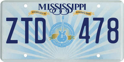 MS license plate ZTD478