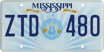 MS license plate ZTD480