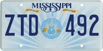 MS license plate ZTD492