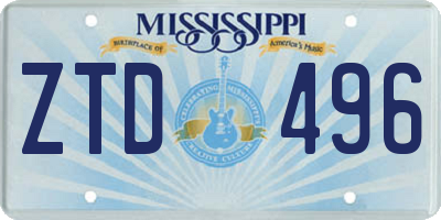 MS license plate ZTD496
