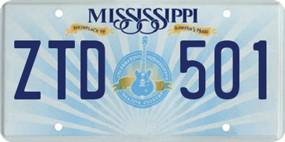 MS license plate ZTD501