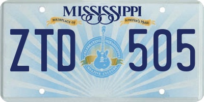 MS license plate ZTD505