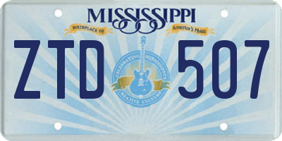 MS license plate ZTD507